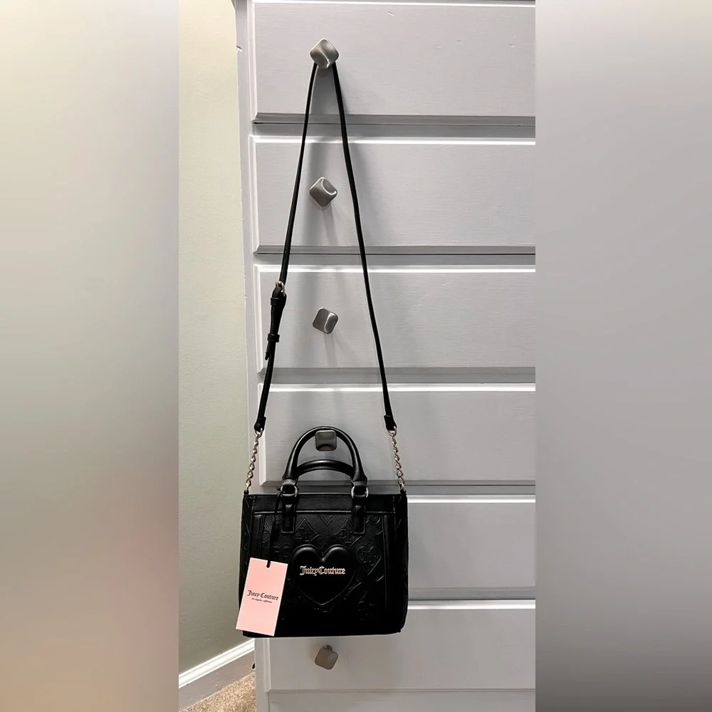 NWT Juicy Couture Black Mini Satchel Crossbody with Embossed Design 🖤
